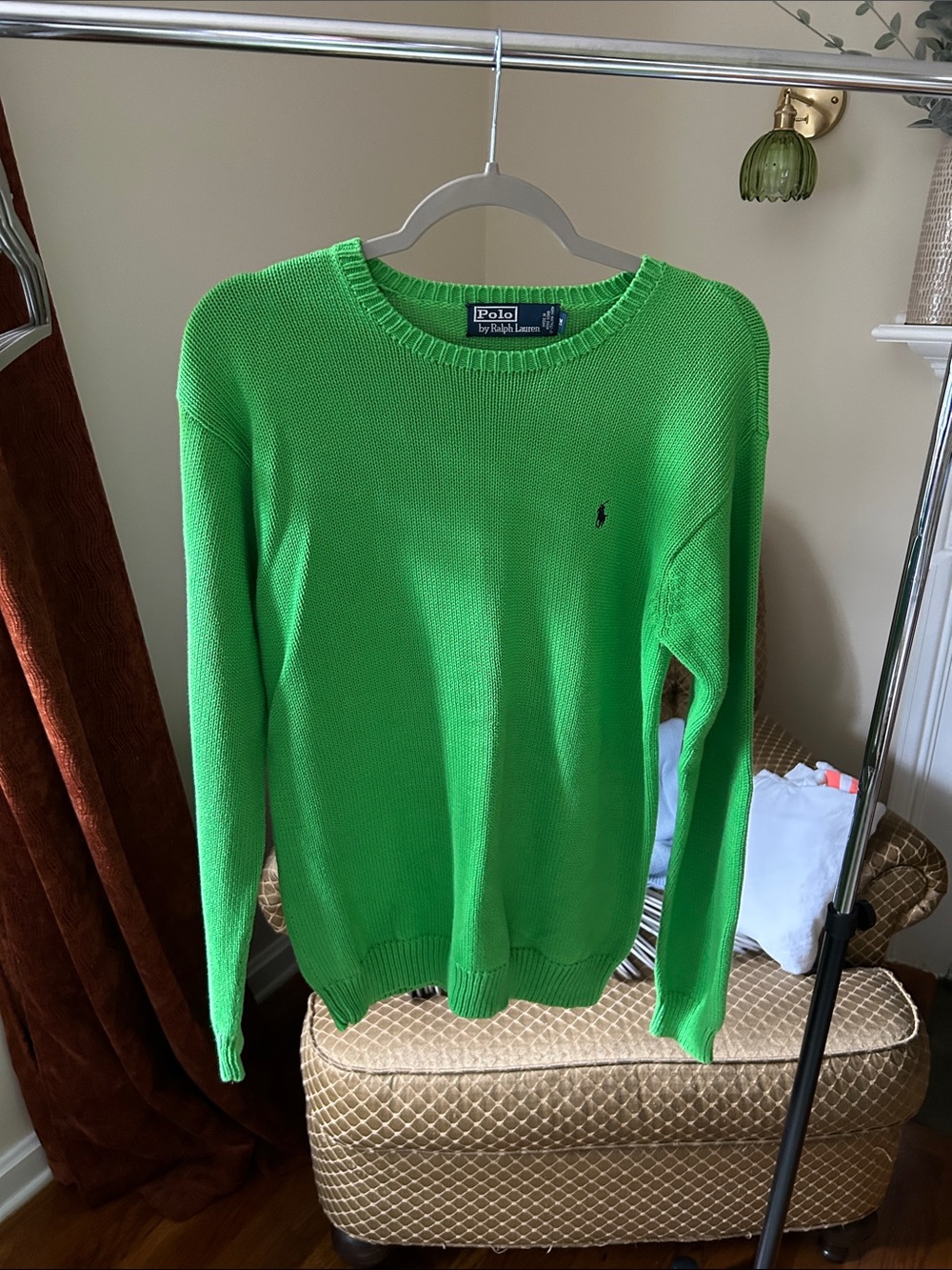 Polo by Ralph Lauren Men's Neon Green Crewneck Sweater